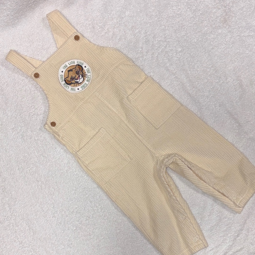 Disney primark cream corduroy lion king dumbs Overalls  12/18m
